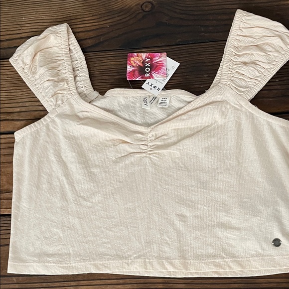 Roxy Cream Ruched Women's Blouse - Picture 1 of 4